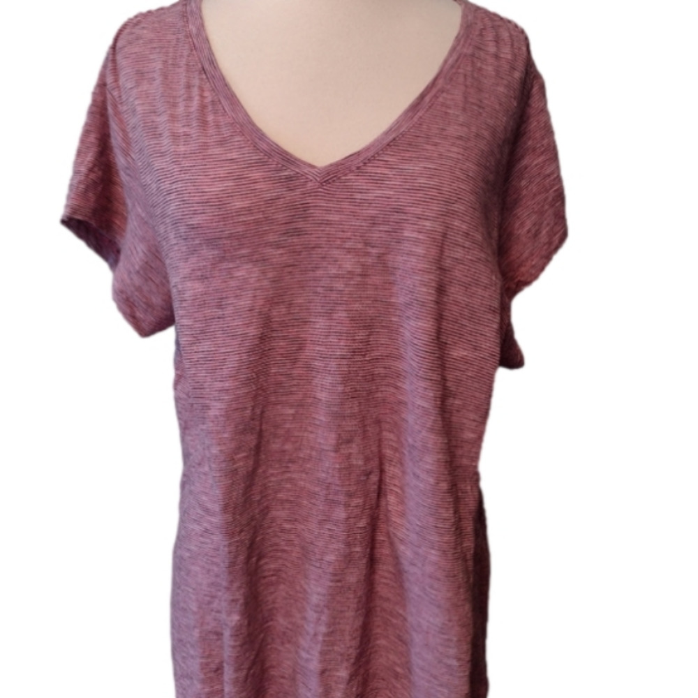 Ruff Hewn V-Neck Back Button Short Sleeve Top Size 1X